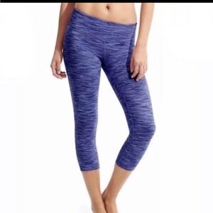 Athleta Chaturanga Capri Small S Blue Space dye Pant Crop Legging Tight